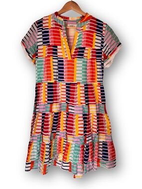 THML Patchwork Tiered Boho Baby Doll Dress Size Medium